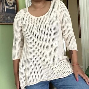 Beachy fairy mermaidcore cream crochet top